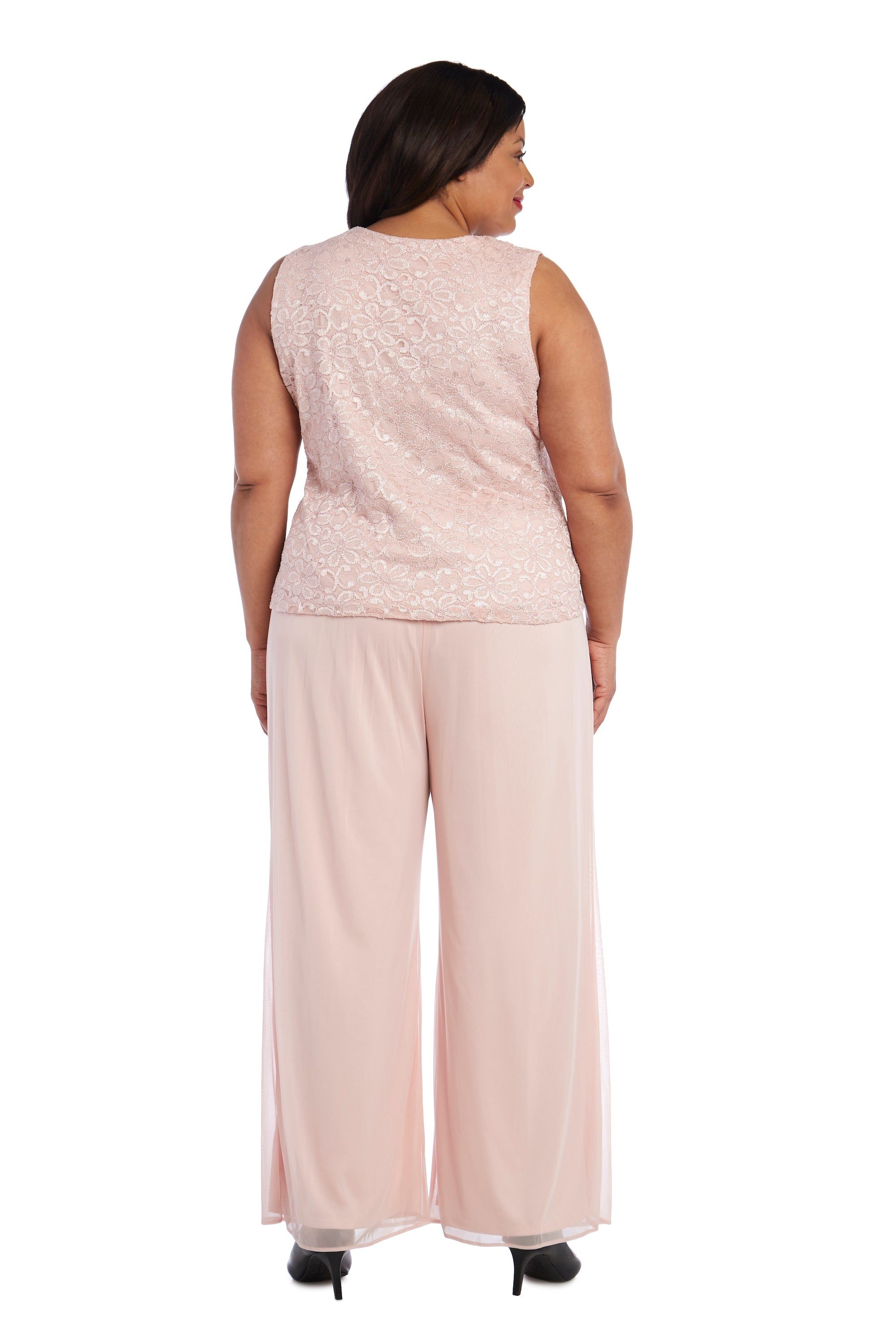 Pearl Detailed Tank Top and Pant Set with Matching Sheer Jacket - Plus sold by R&M Richards product image thumbnail 9