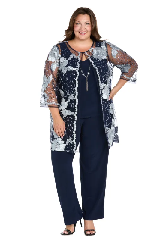 Floral Threadwork Pantsuit - Plus sold by R&M Richards