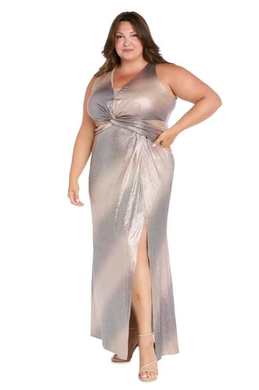 Champagne Mocha Metallic Tie-Dye Wrap Dress - Plus sold by R&M Richards