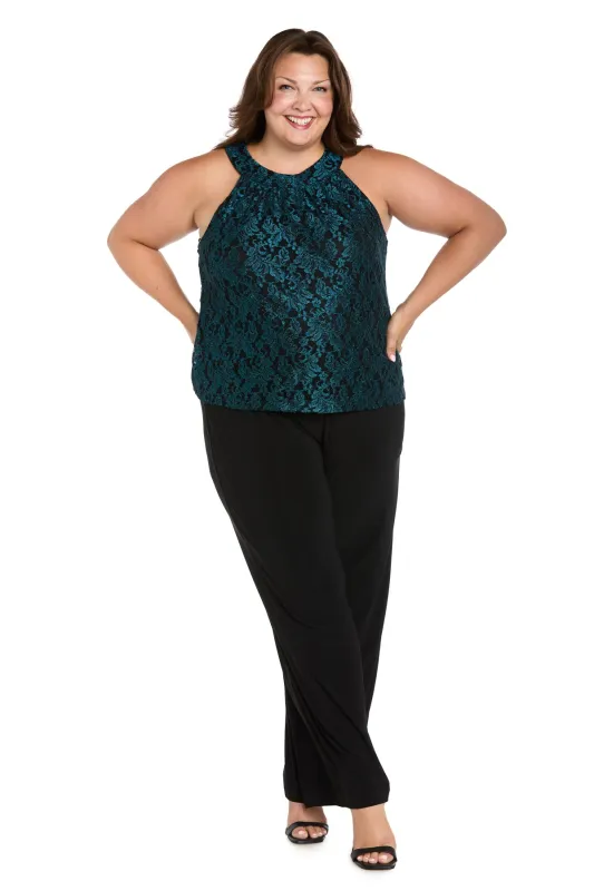 Midnight Elegance Lace Bow Jumpsuit - Plus sold by R&M Richards