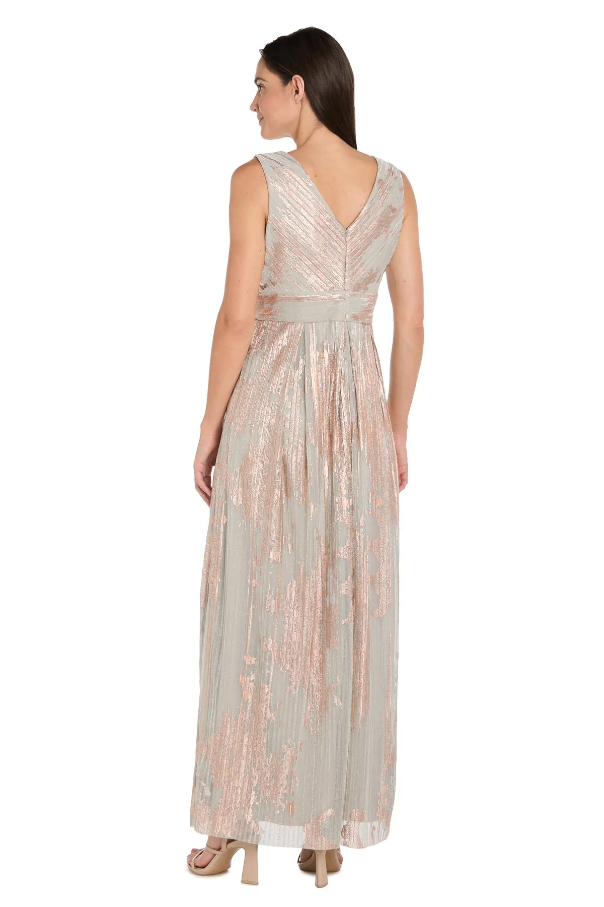 Glam V-Neck Metallic Gown with Rhinestone Waist Detail sold by R&M Richards product image thumbnail 2