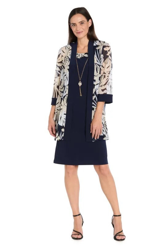 Leaf-Patterned Chiffon Jacket Dress Set sold by R&M Richards