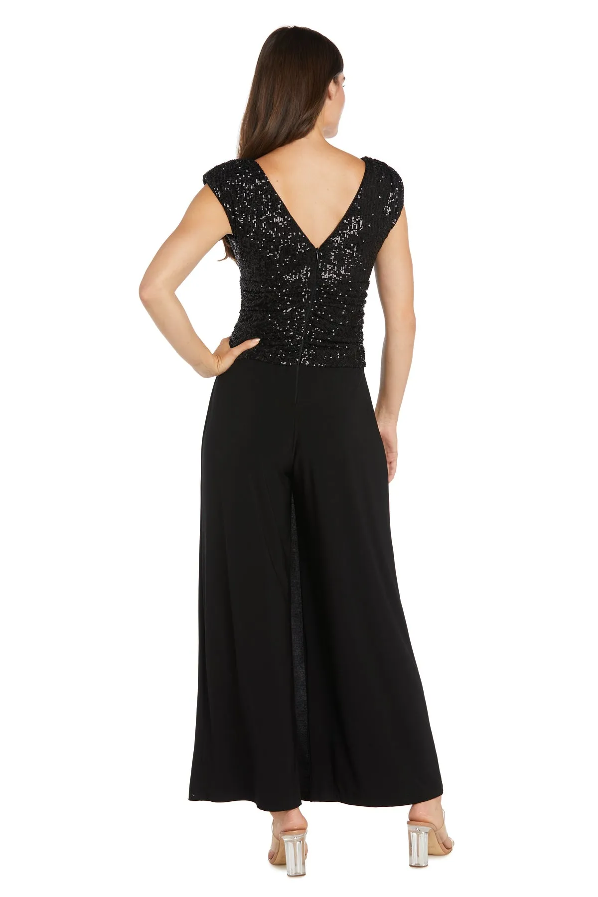 Ruched Sequin Wrap Front Jumpsuit with Mock Skirt sold by R&M Richards product image thumbnail 2