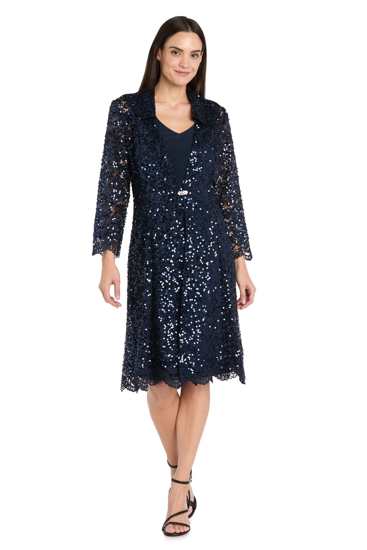 Navy Sequin Jacket & Tank Dress Ensemble sold by R&M Richards