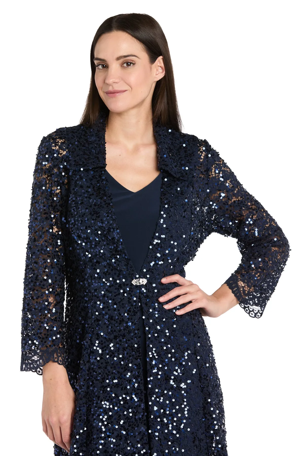 Navy Sequin Jacket & Tank Dress Ensemble sold by R&M Richards product image thumbnail 5