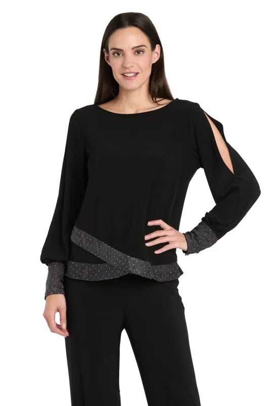 Glimmer Touch Slit-Sleeve Top sold by R&M Richards