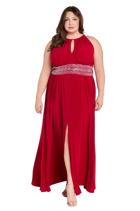 Long Halter Dress With Rhinestone Waistline - Plus sold by R&M Richards