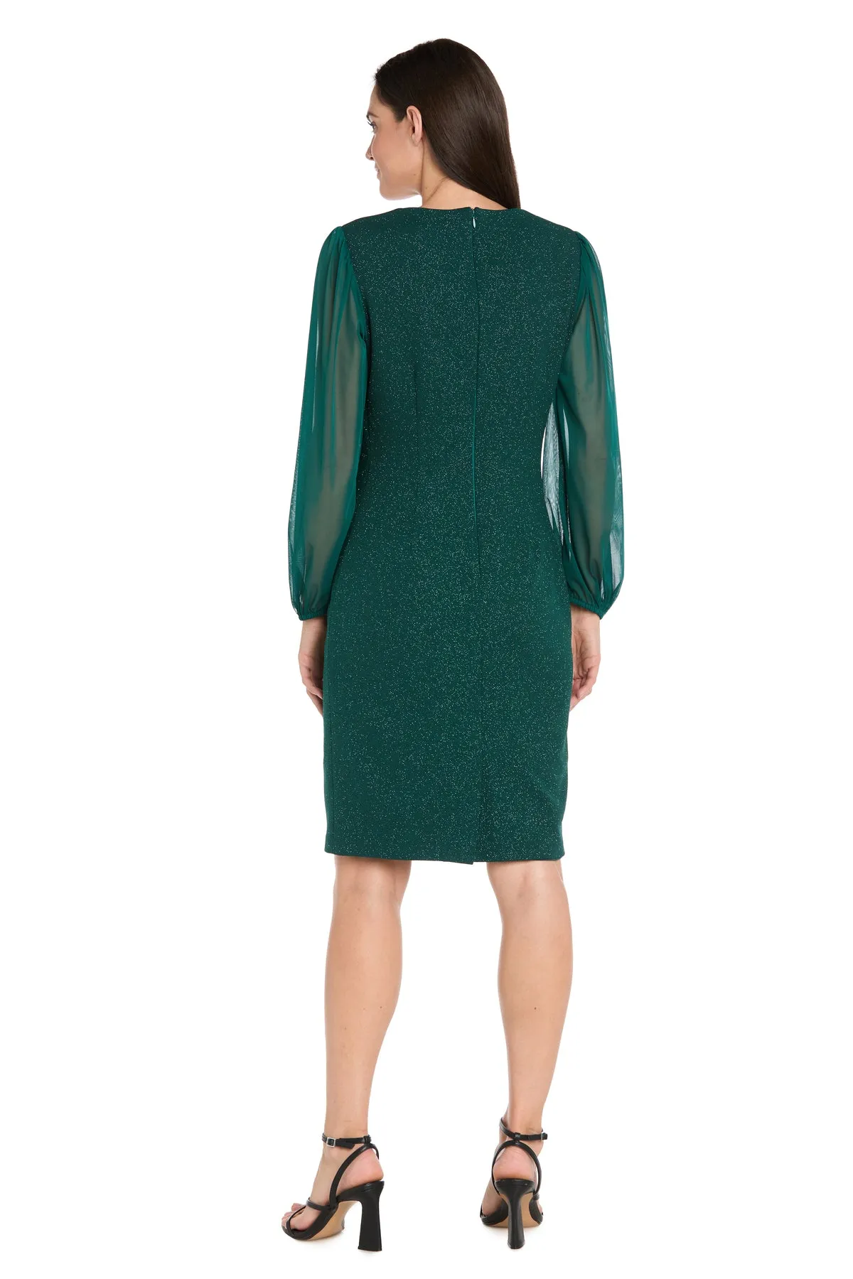 Glitter Knit Sheath Dress with Chiffon Sleeves & Pleated Bust sold by R&M Richards product image thumbnail 2