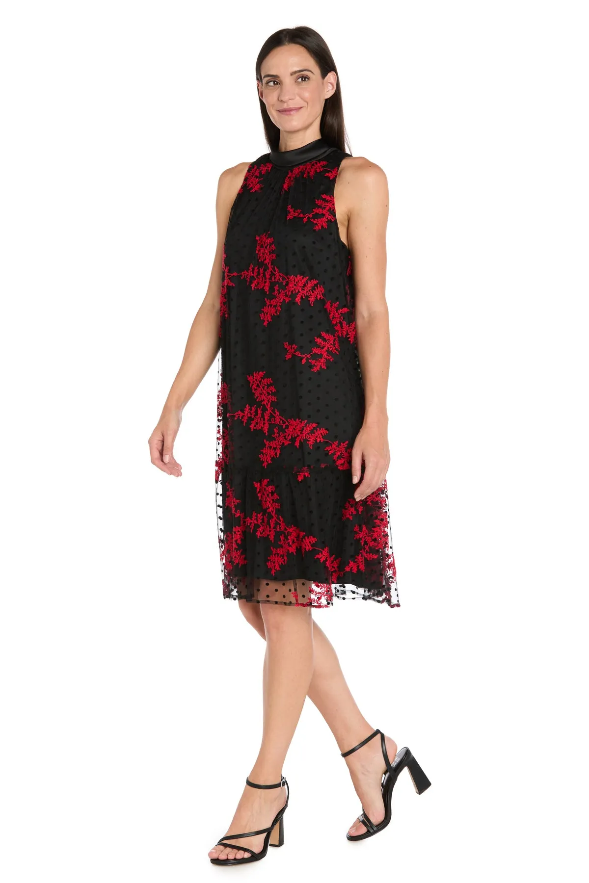 Embroidered Flocked Tulle Swing Dress with Satin Collar - Petite sold by R&M Richards product image thumbnail 4
