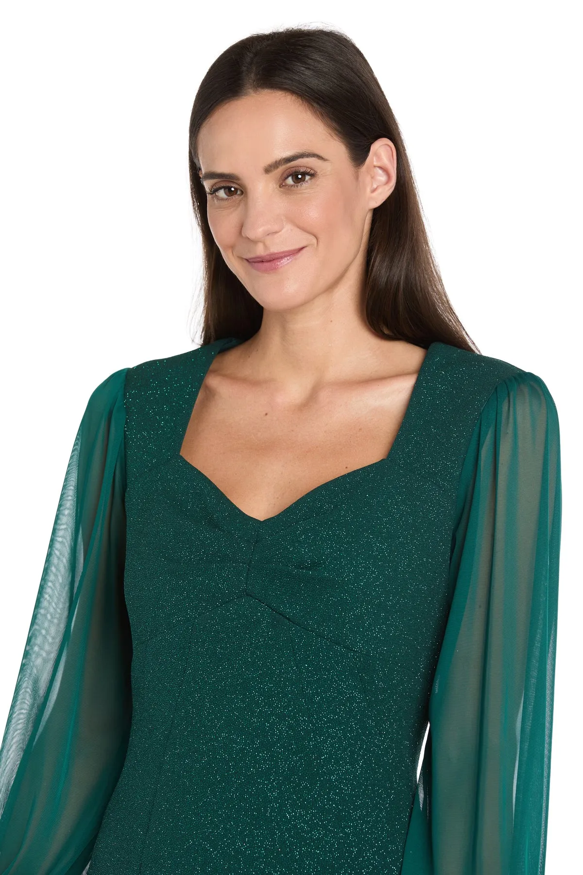 Glitter Knit Sheath Dress with Chiffon Sleeves & Pleated Bust - Petite sold by R&M Richards product image thumbnail 3