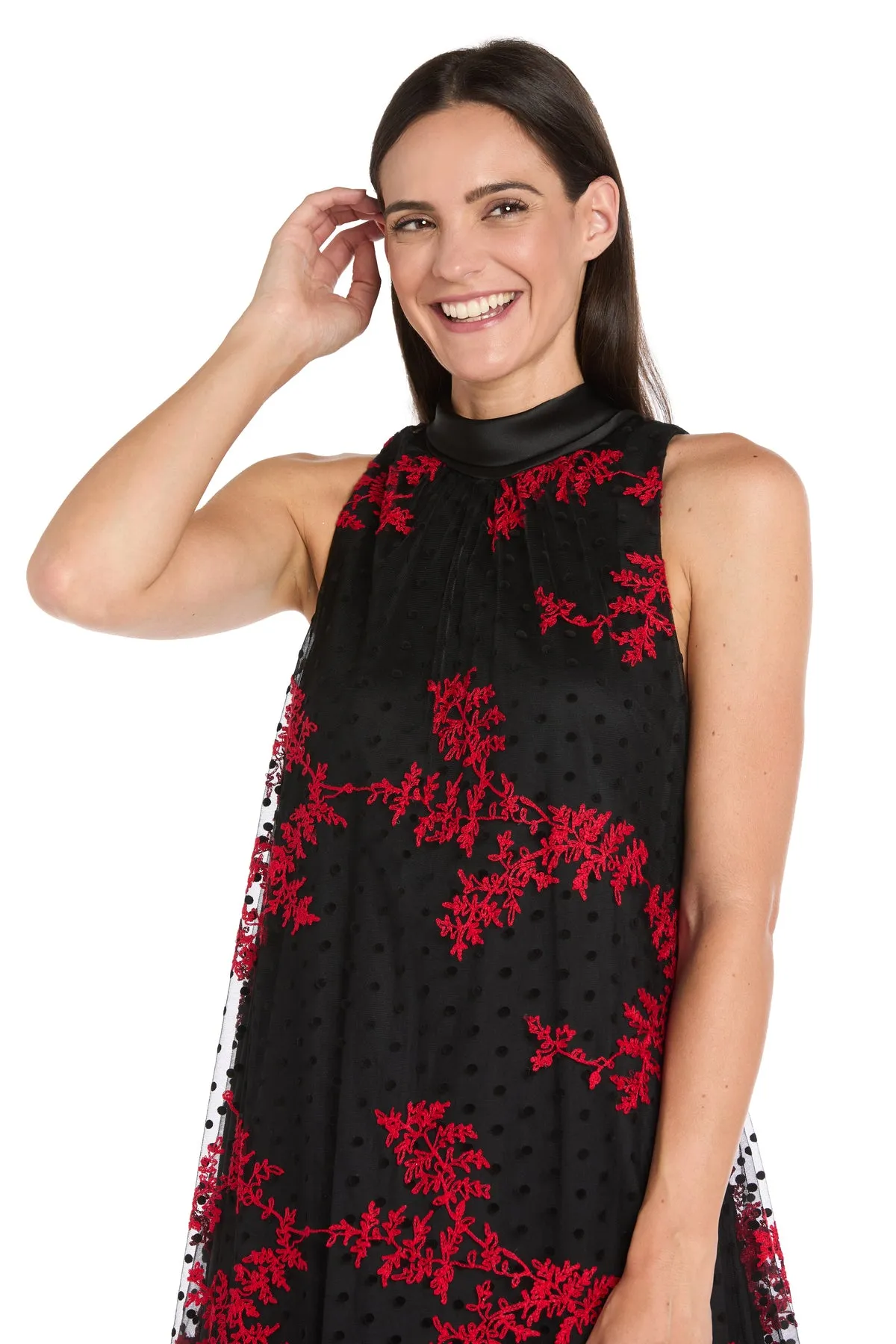 Embroidered Flocked Tulle Swing Dress with Satin Collar sold by R&M Richards product image thumbnail 3