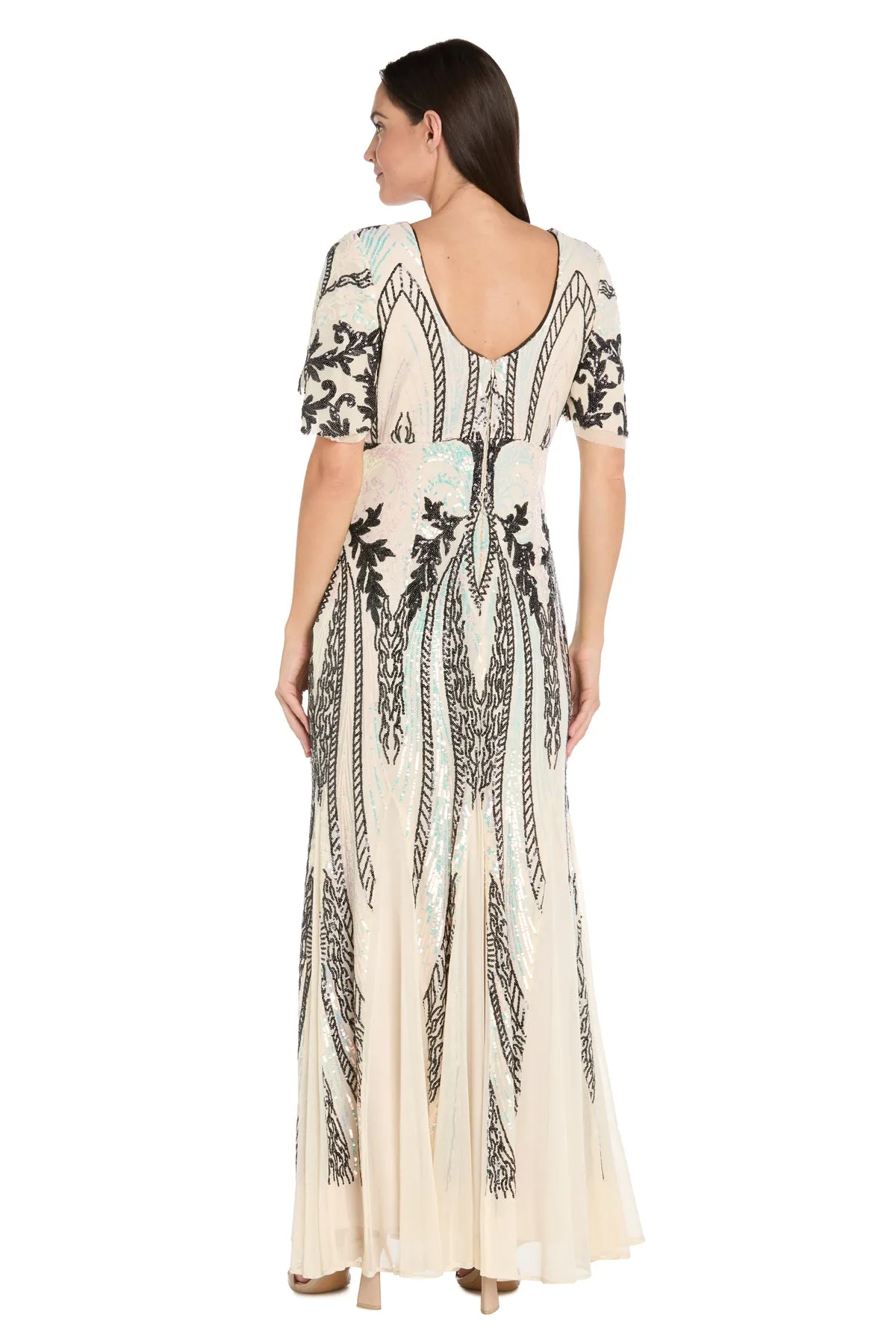Long Metallic Print Dress with Flutter Sleeves sold by R&M Richards product image thumbnail 2