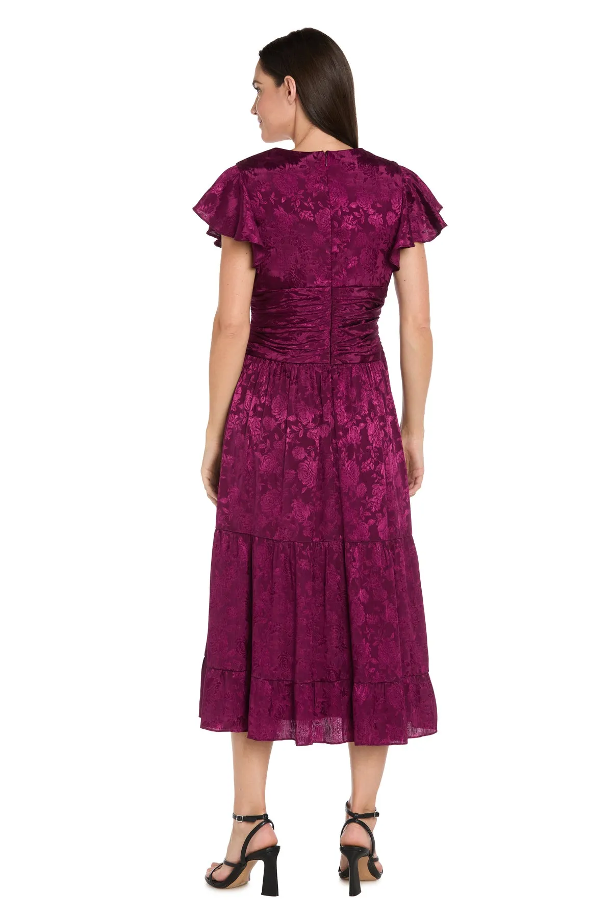 Floral Sangria Jacquard Dress with Flutter Sleeve - Petite sold by R&M Richards product image thumbnail 2
