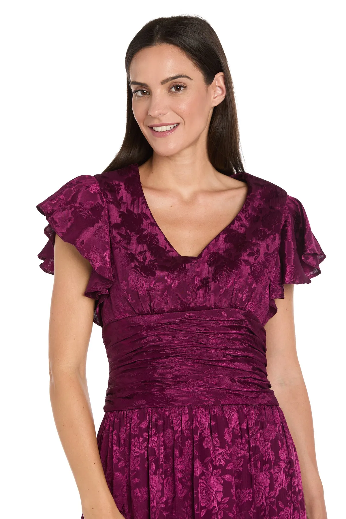 Floral Sangria Jacquard Dress with Flutter Sleeve - Petite sold by R&M Richards product image thumbnail 3