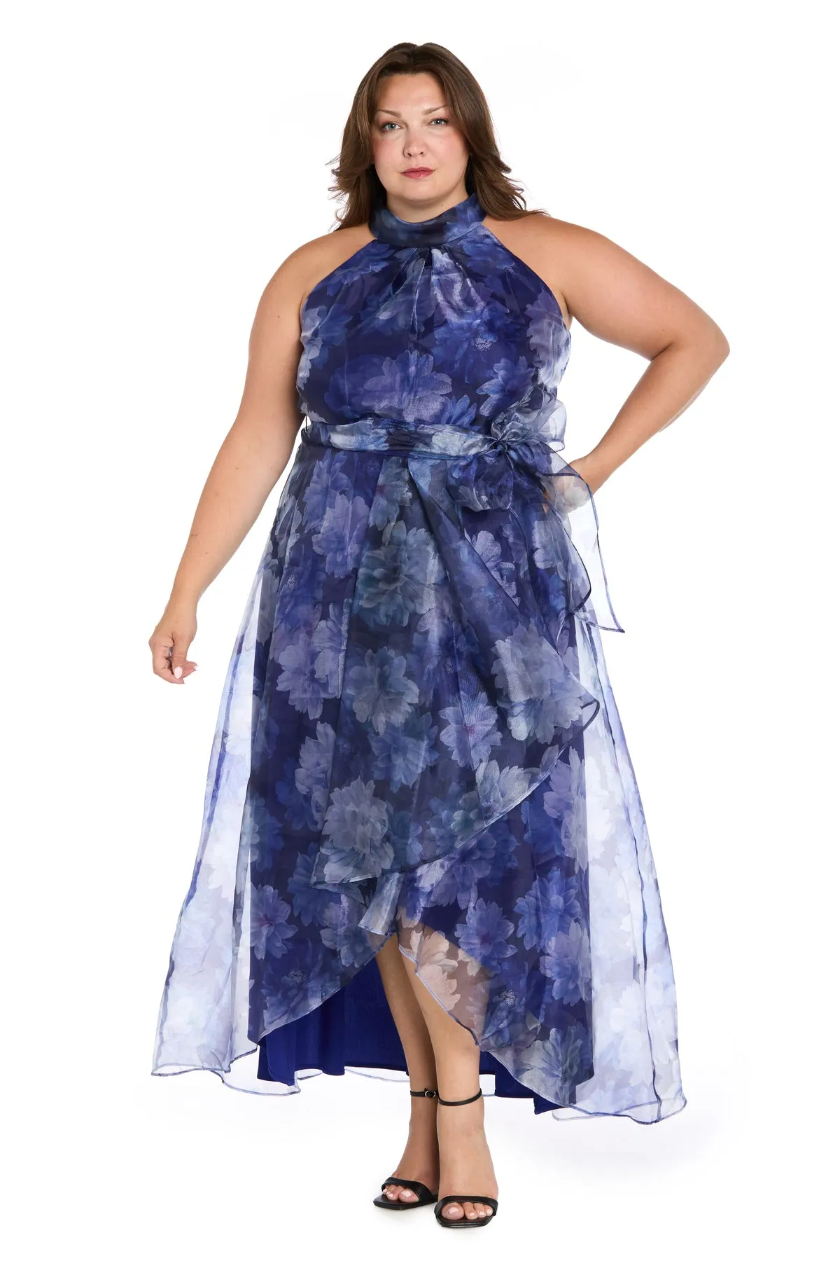 High-Low Tiered Taffeta Dress with Sash - Plus sold by R&M Richards