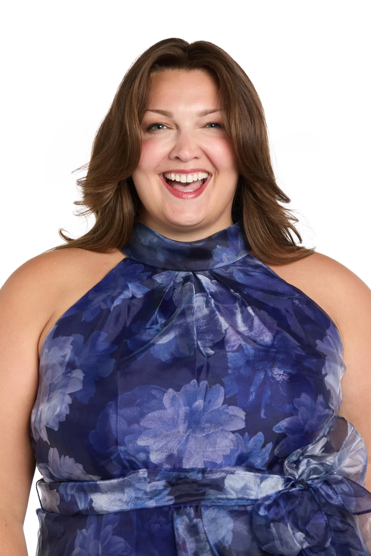 High-Low Tiered Taffeta Dress with Sash - Plus sold by R&M Richards product image thumbnail 3