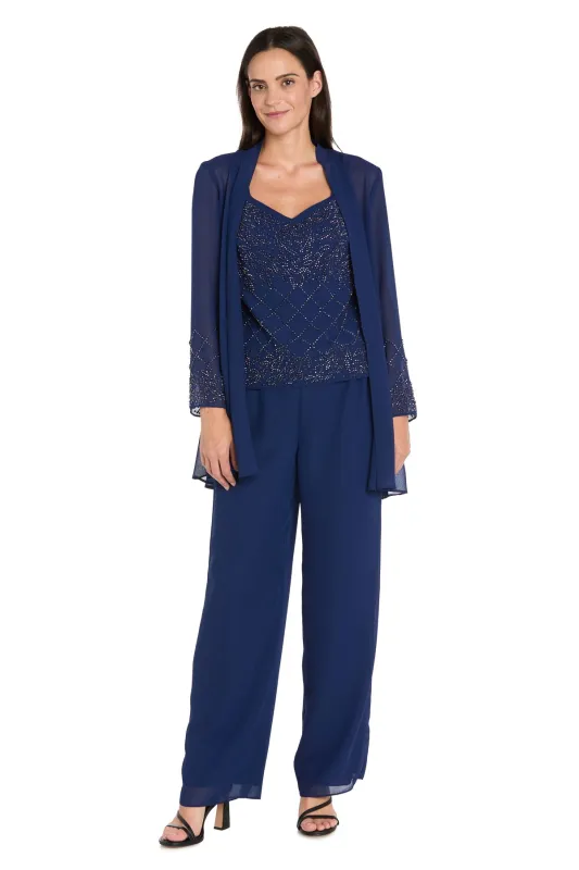 3-Piece Georgette Pantsuit with Caviar Beading sold by R&M Richards