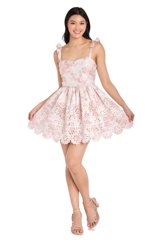 Jackie Jacquard Ruffle Mini Dress sold by R&M Richards