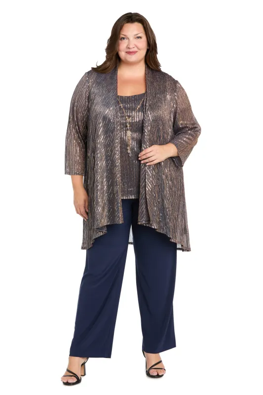 Sequined Duster Pant Set Navy Rose - Plus sold by R&M Richards