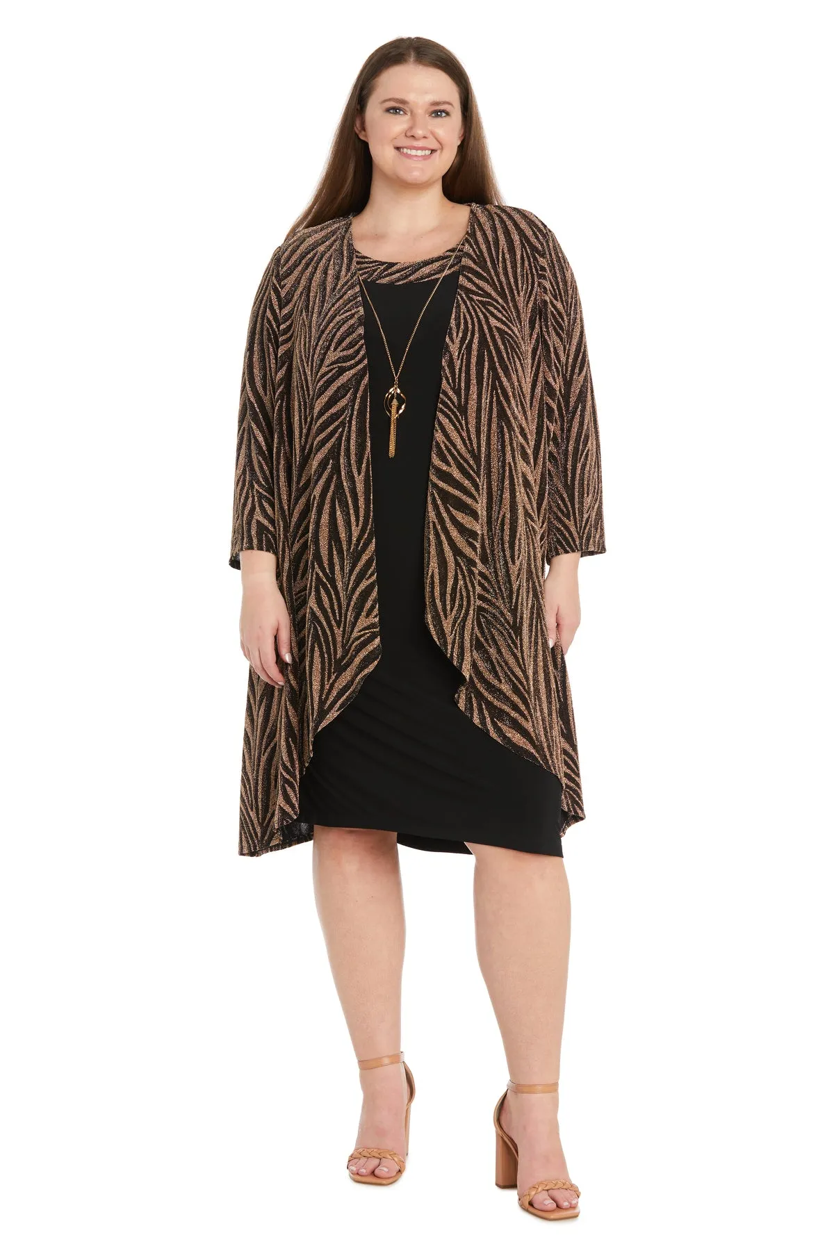 Two-Piece Metallic Knit Jacket Dress - Plus sold by R&M Richards