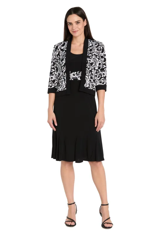 Printed Cropped Jacket & Solid ITY Swing Dress - Petite sold by R&M Richards