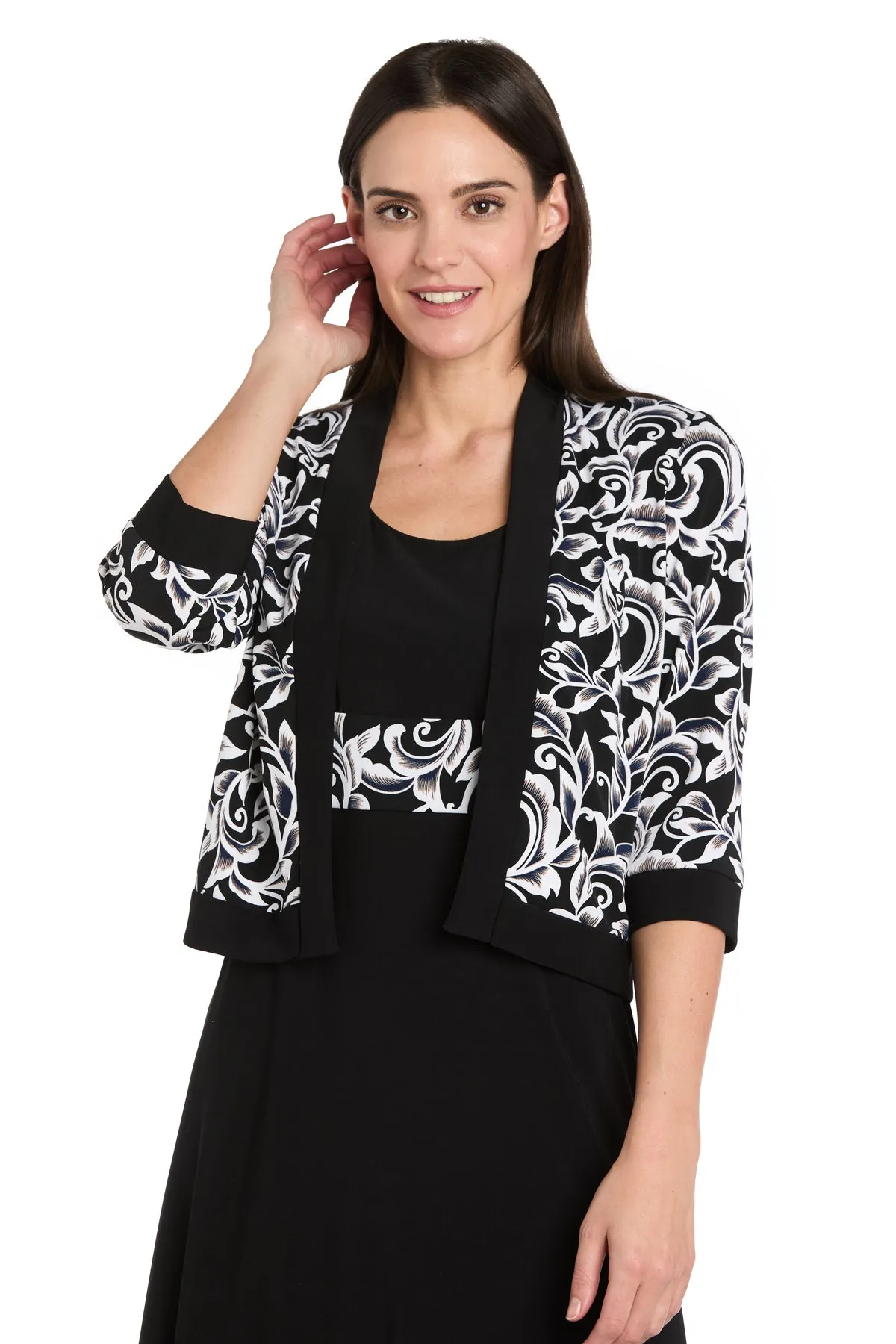Printed Cropped Jacket & Solid ITY Swing Dress - Petite sold by R&M Richards product image thumbnail 5