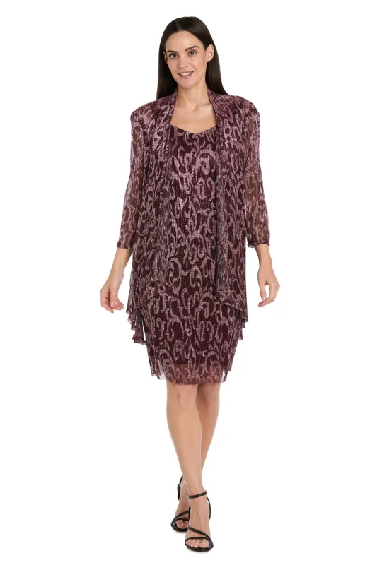 Printed Metallic Foil Swirl Jacket Dress - Petite sold by R&M Richards
