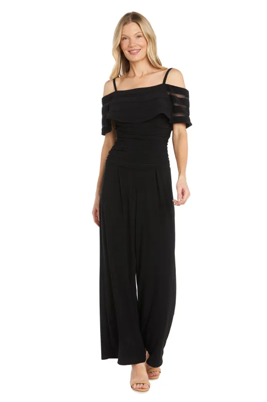 Jumpsuit with Illusion Sheer off The Shoulder Inserts - Petite sold by R&M Richards