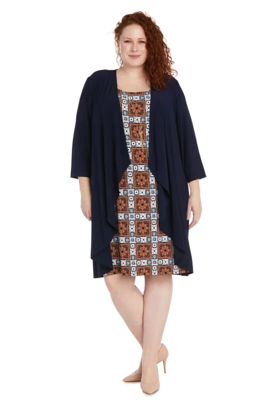 Printed Dress With Solid Detachable Jacket - Plus sold by R&M Richards