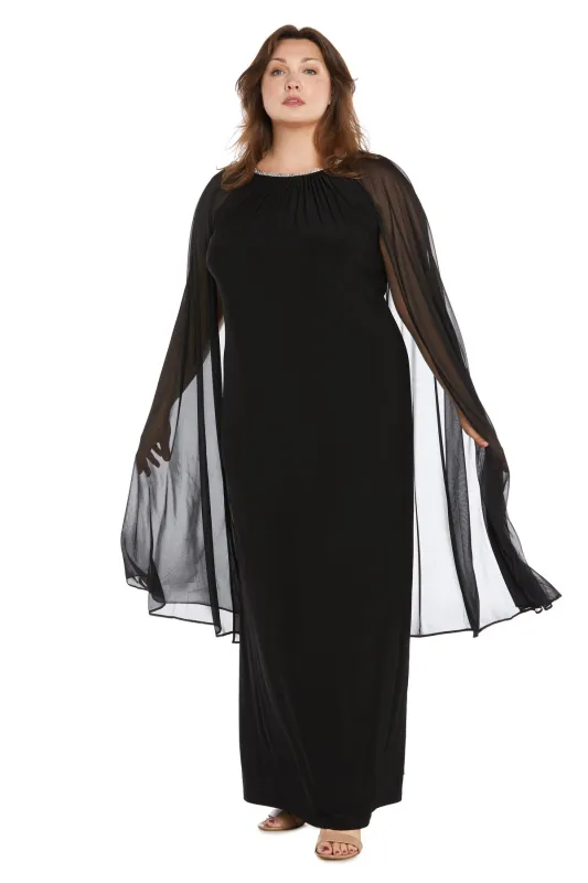 Long Ity Dress With Rhinestone Neck Detailing and Long Back Caplet - Plus sold by R&M Richards