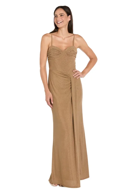 Gold Metallic Side Drape Dress - Petite sold by R&M Richards