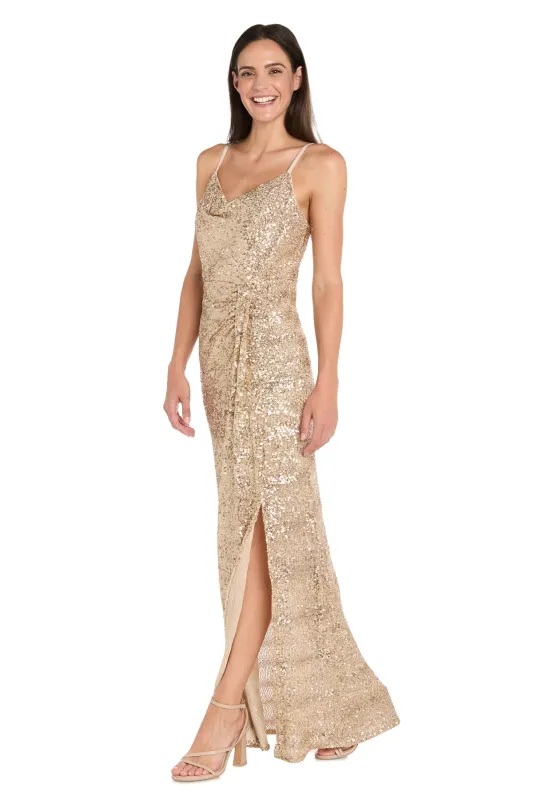 Sequined Cowl Neck Evening Gown sold by R&M Richards