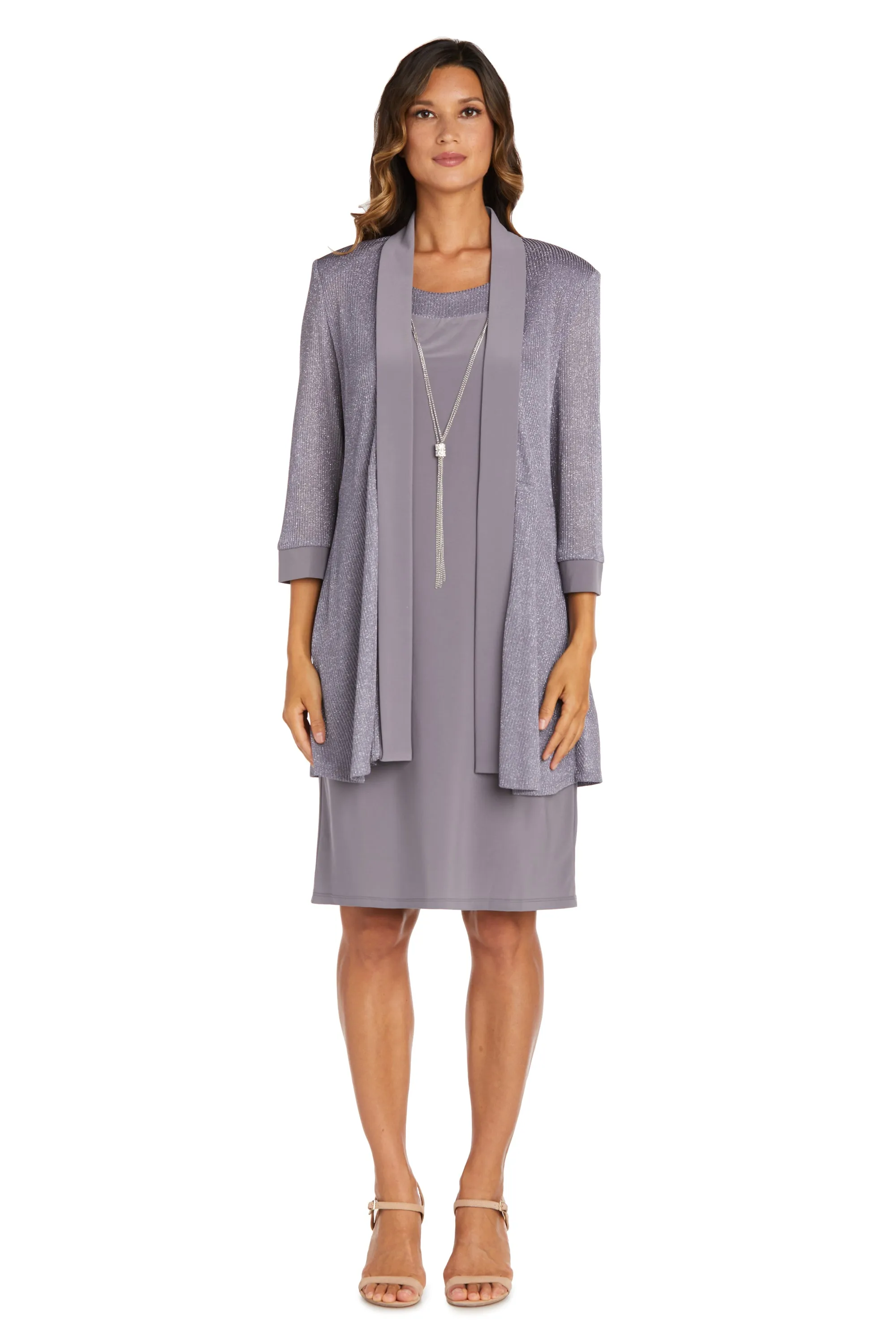 Two Piece Sleeveless Dress and Metallic Detailed Jacket Set - Petite sold by R&M Richards product image thumbnail 5