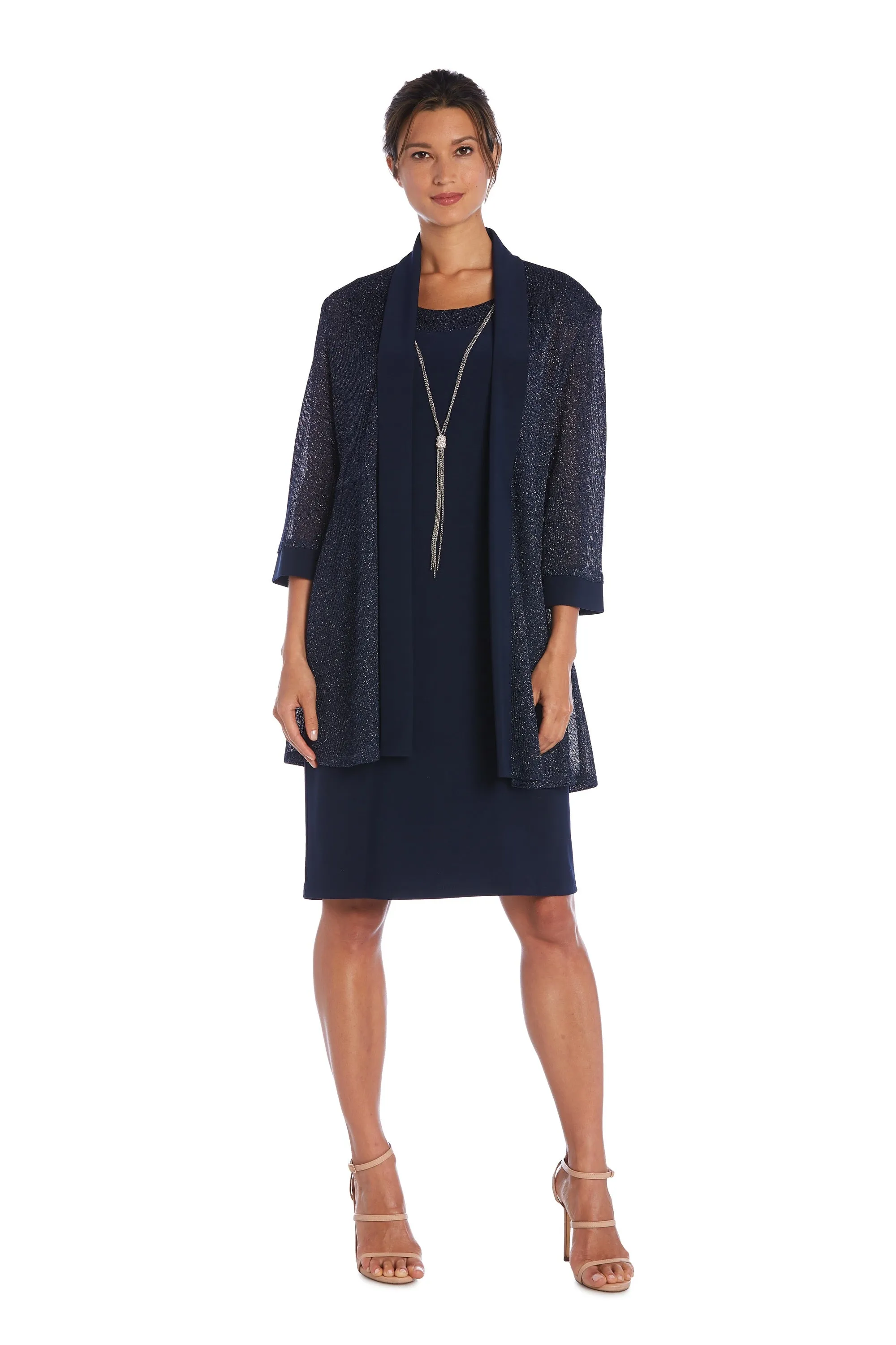 Two Piece Sleeveless Dress and Metallic Detailed Jacket Set - Petite sold by R&M Richards