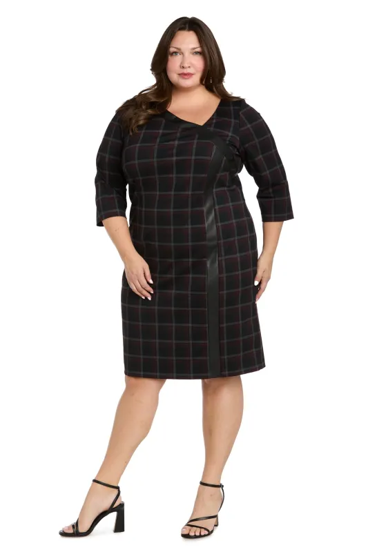 Modern Plaid Asymmetrical Sheath Dress - Plus made by R&M Richards