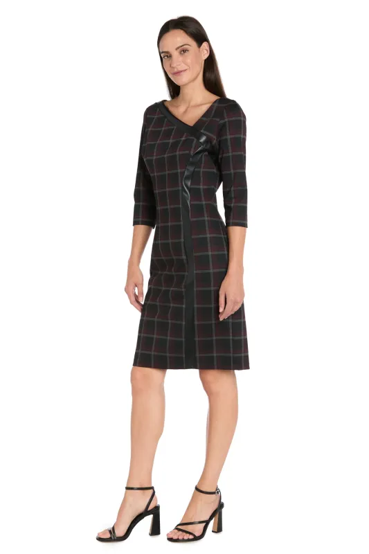 Modern Plaid Asymmetrical Sheath Dress - Petite made by R&M Richards