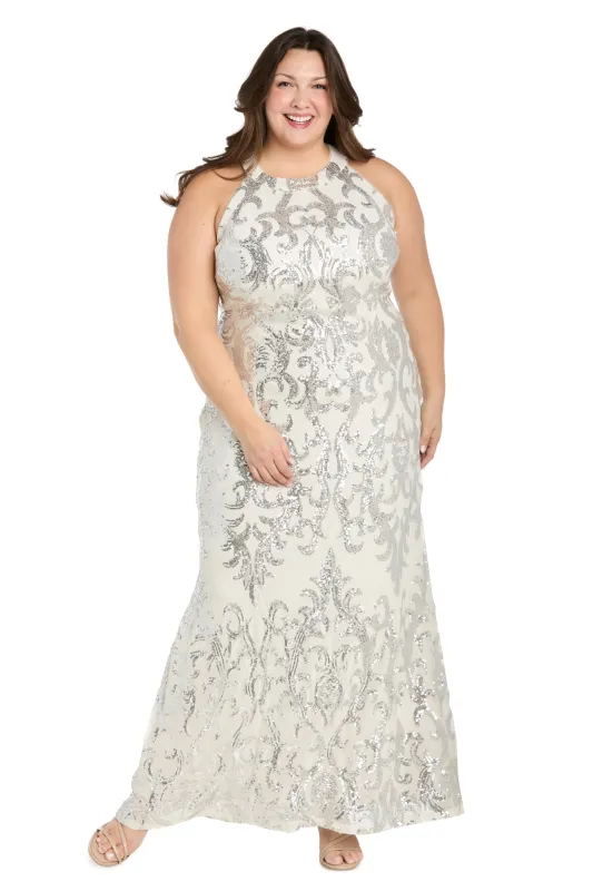 Long Shimmering Silver Sequin Dress - Plus made by R&M Richards