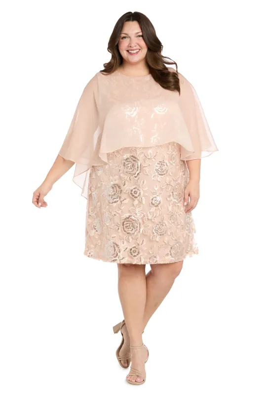 Short Embroidered sequined Cocktail Dress - Plus sold by R&M Richards