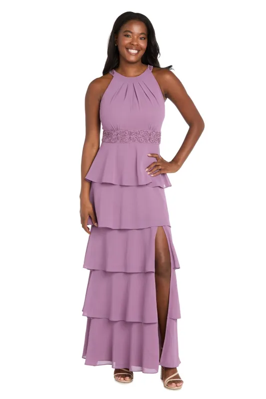 Halter Neck Evening Gown With Beaded Waist - Petite sold by R&M Richards