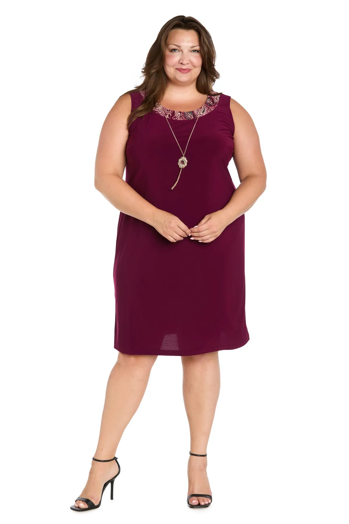 Wine Paisley Mesh Jacket Dress Set - Plus sold by R&M Richards product image thumbnail 4