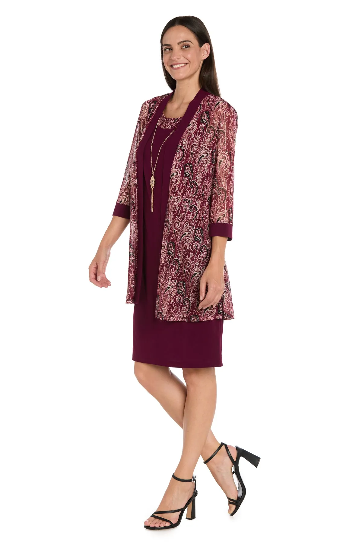 Wine Paisley Mesh Jacket Dress Set sold by R&M Richards product image thumbnail 3