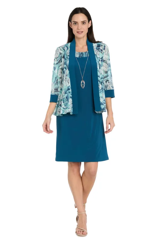 Teal Rose Jacket Dress - Petite sold by R&M Richards