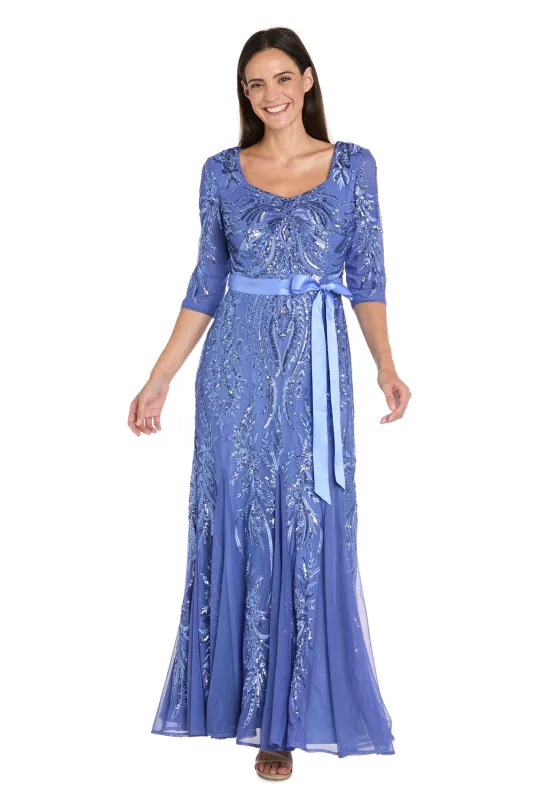 Sequined Gown With Sash Belt - Petite sold by R&M Richards