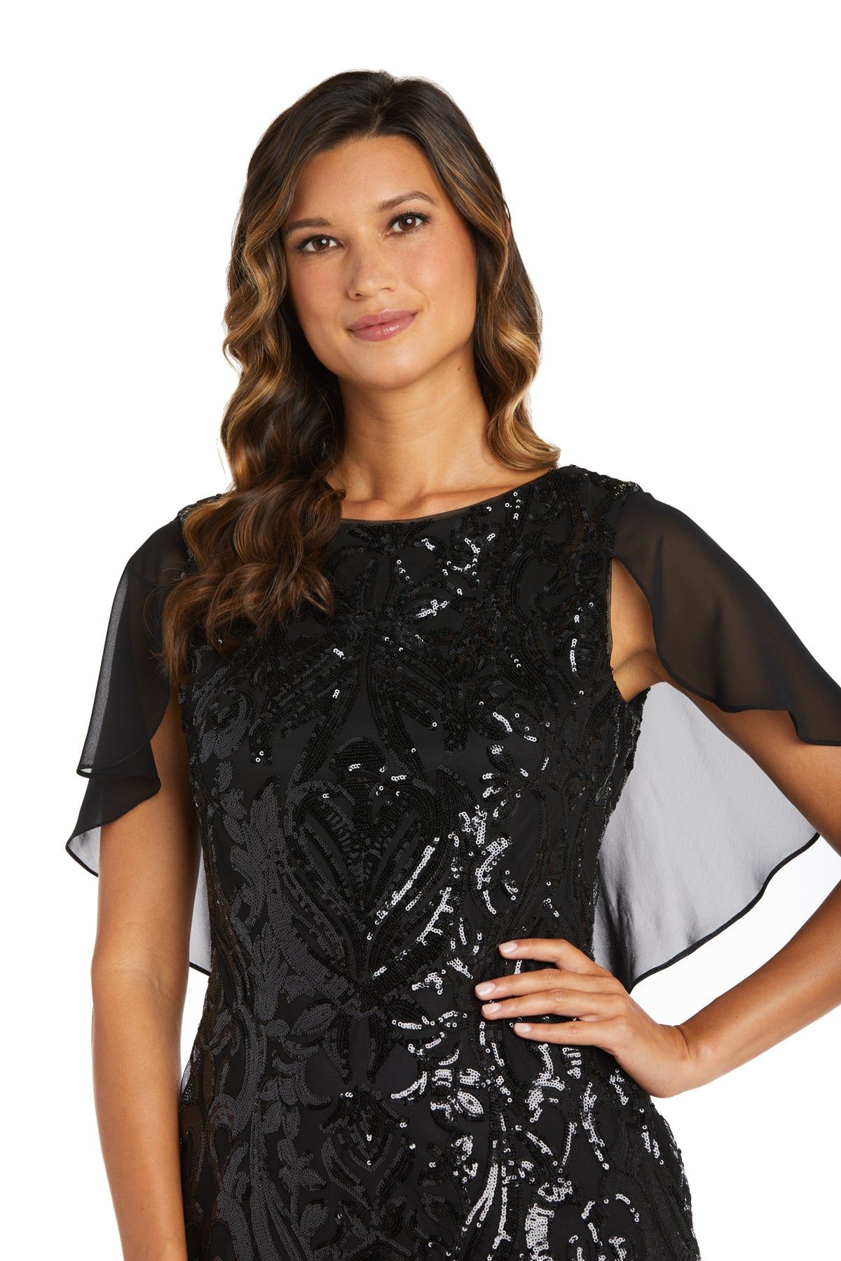 Embellished Cocktail Dress with Capelet Sleeve sold by R&M Richards product image thumbnail 3