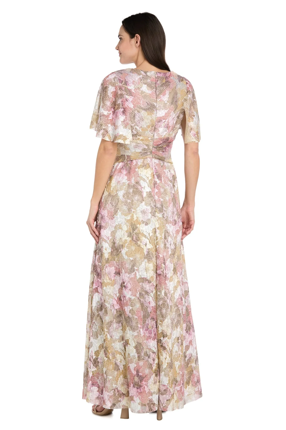 Long Metallic Printed Dress With Flutter Sleeves sold by R&M Richards product image thumbnail 2