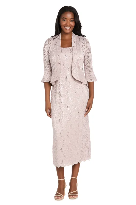 Lace Column Dress with Matching Lace Jacket - Petite sold by R&M Richards