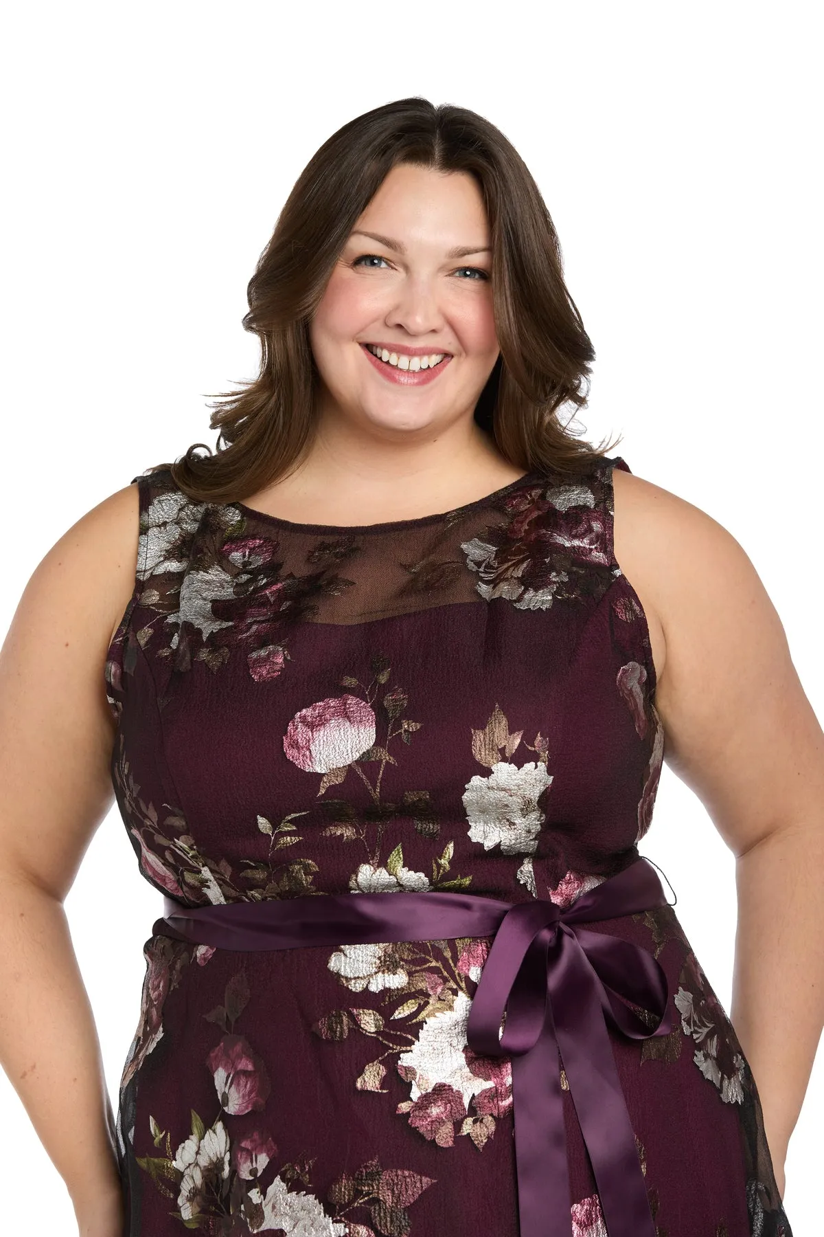 Floral Printed Sleeveless Gown - Plus sold by R&M Richards product image thumbnail 3