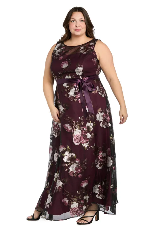 Floral Printed Sleeveless Gown - Plus made by R&M Richards