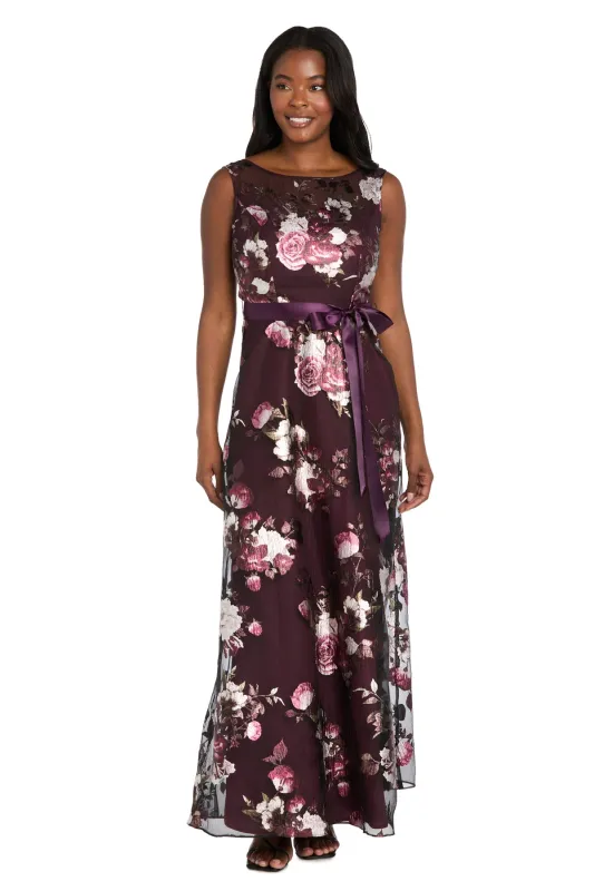 Floral Printed Sleeveless Gown made by R&M Richards