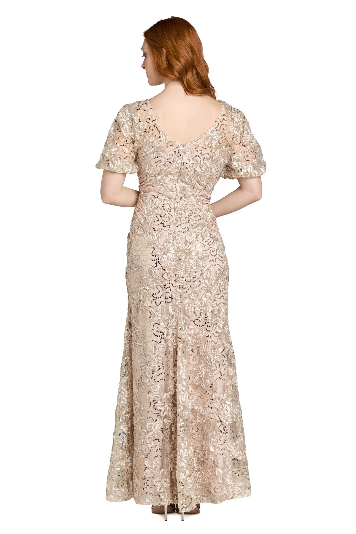 Sequin Lace Puff Sleeve Gown sold by R&M Richards product image thumbnail 2